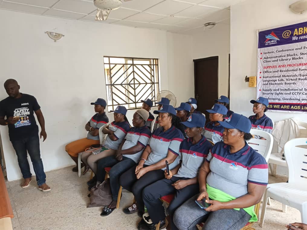 Training and induction of staff for cleaning services at AEDC's Facilities